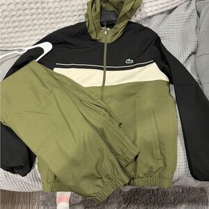 Lacoste Men's Green and Black Windbreaker with matching pants